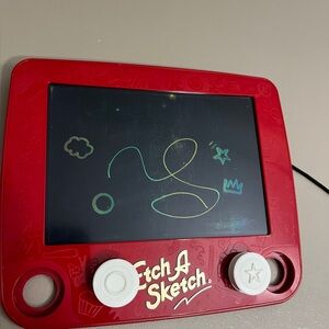 Etch‎ A Sketch Red Drawing Pad Multicolored Screen Stylus Stampers